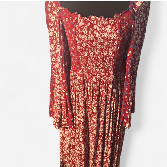 ASOS Dresses & Skirts - ASOS Red Floral Long Sleeve Dress